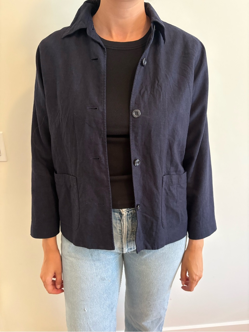 Classic Navy Women's Button-Front Jacket Liz Claiborne Liz sport vintage